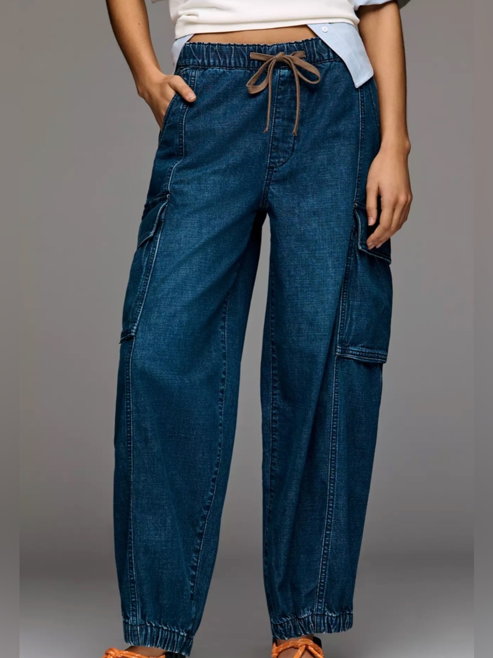 Anthropologie Pilcro High-Rise Cargo Jogger jeans size M ~Dark Denim